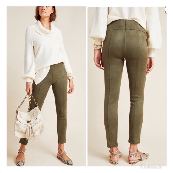 Anthropologie Pants - ANTHROPOLOGIE FAUX SUEDE LEGGINGS WITH SIDE ZIPPER